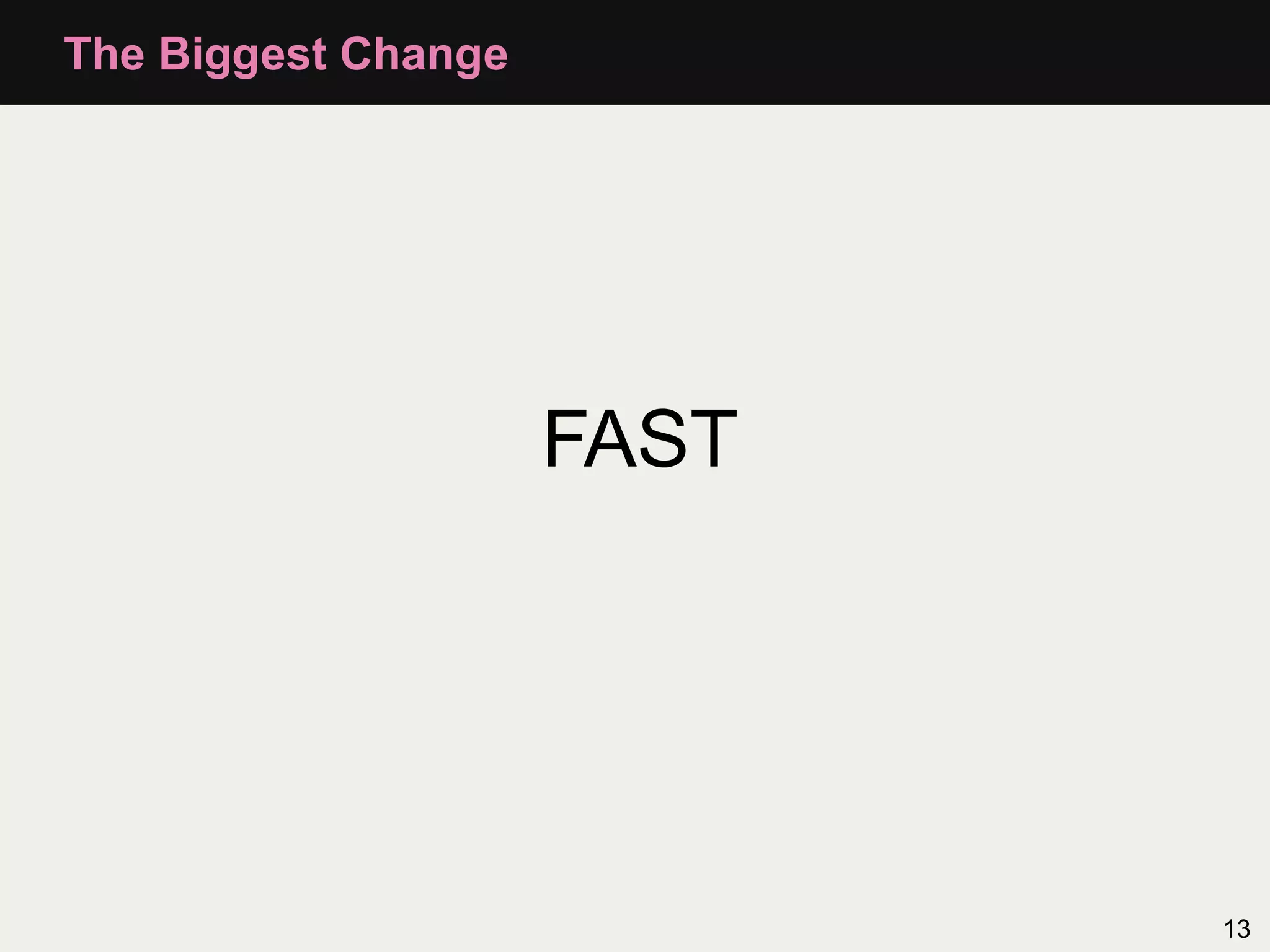 The Biggest Change FAST 13 