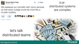 @bridgetkromhout
tl;dr:
distributed systems
are complex
let’s talk
distributed teams
 