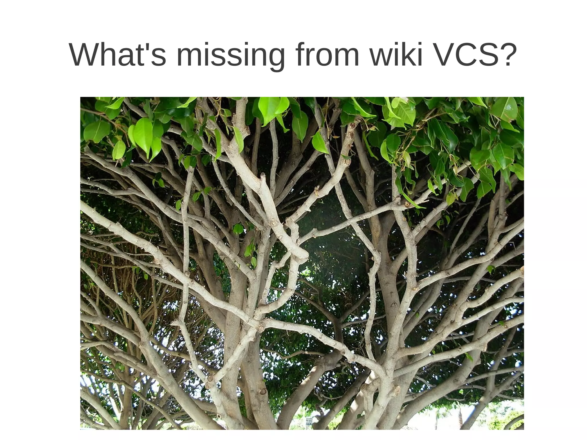 What's missing from wiki VCS?
 