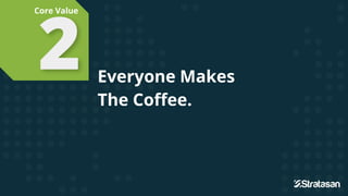 Everyone Makes
The Coffee.
Everyone Makes
The Coffee.
2
Core Value
 