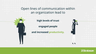 Open lines of communication within
an organization lead to
high levels of trust
engaged people
and increased productivity.
 
