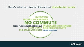 Here’s what our team likes about distributed work:
Here’s what our team likes about distributed work:
 