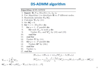 18
DS-ADMM algorithm
 