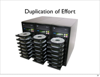 Duplication of Effort




                        31
 