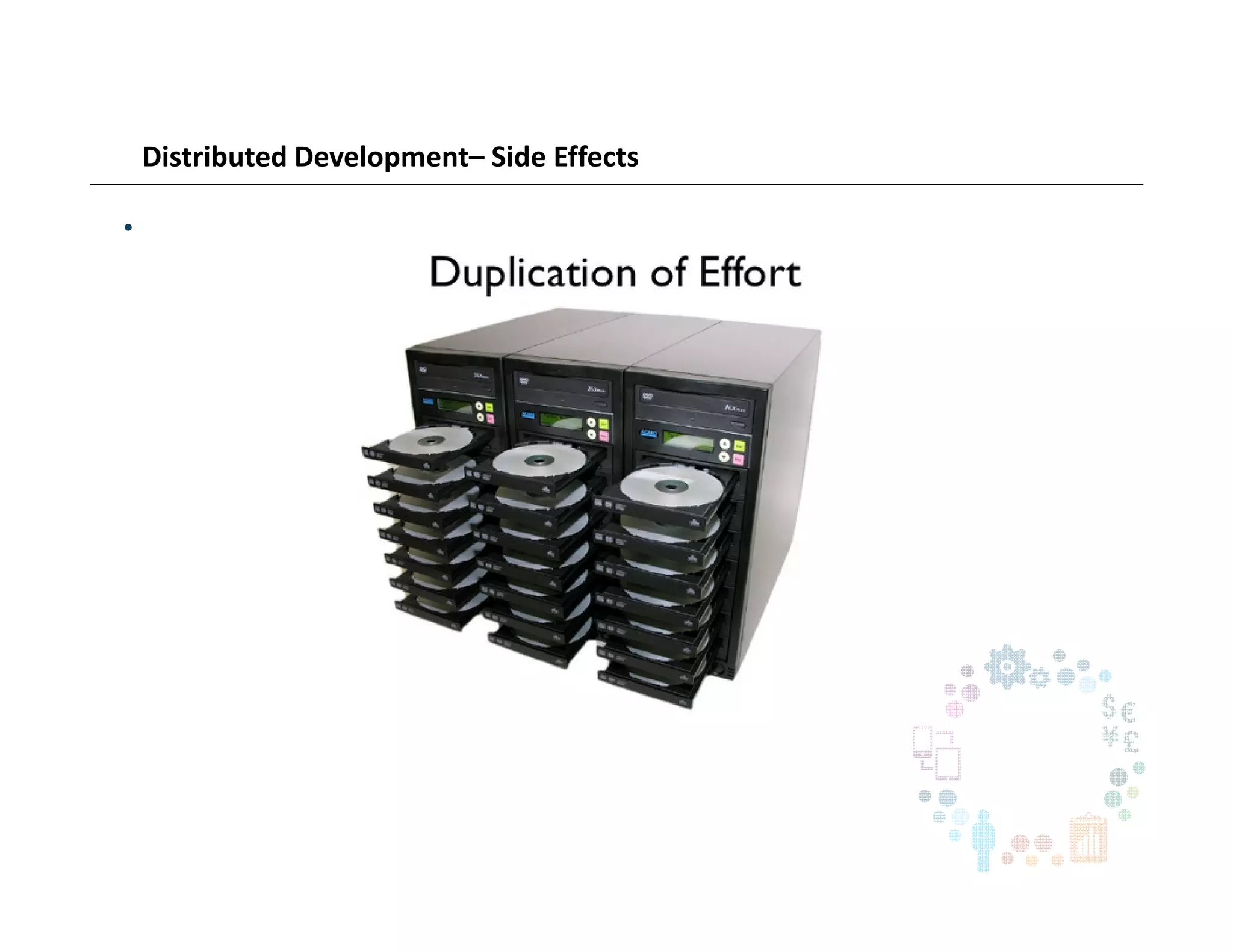 Distributed Development– Side Effects
•
 
