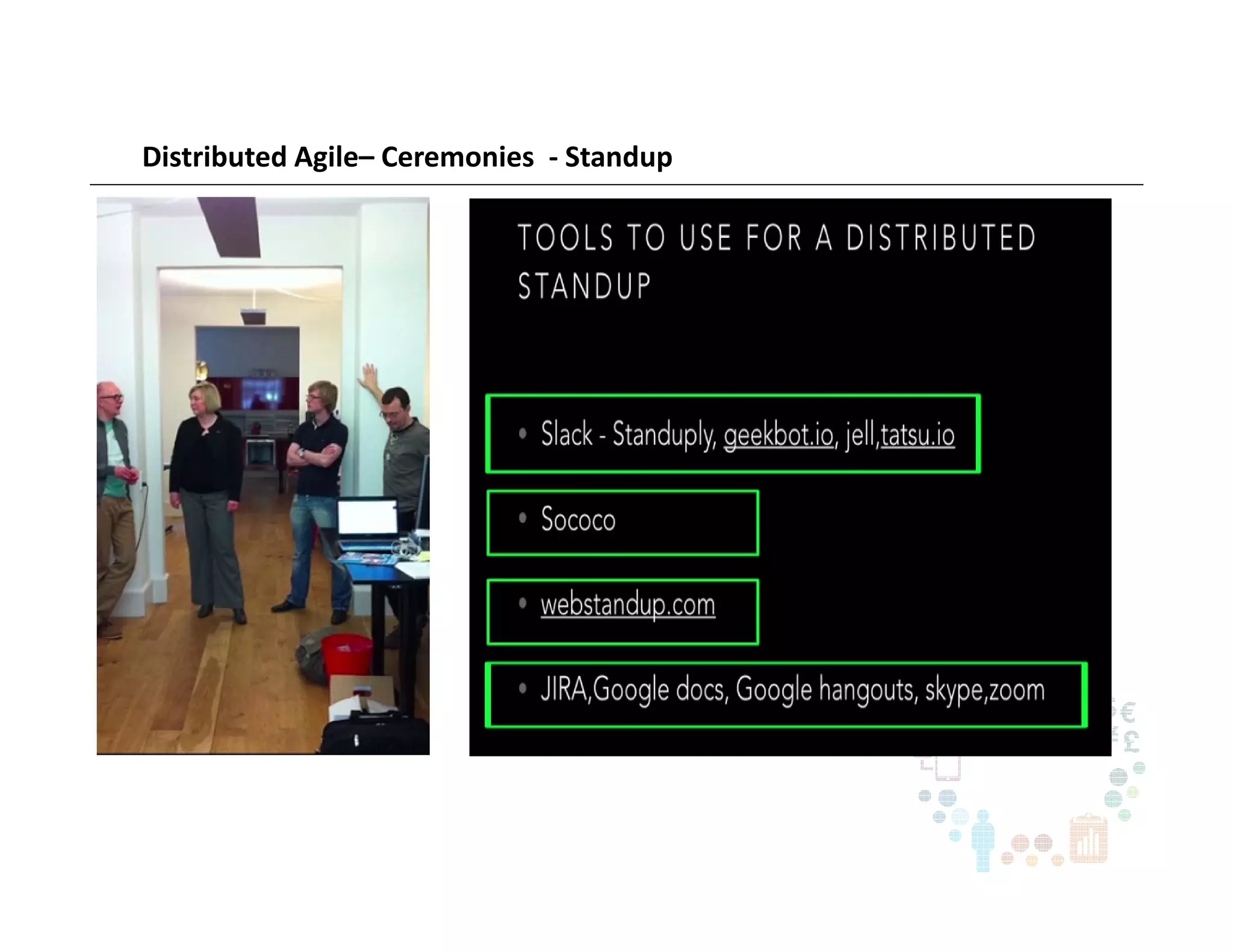 Distributed Agile– Ceremonies - Standup
•
 