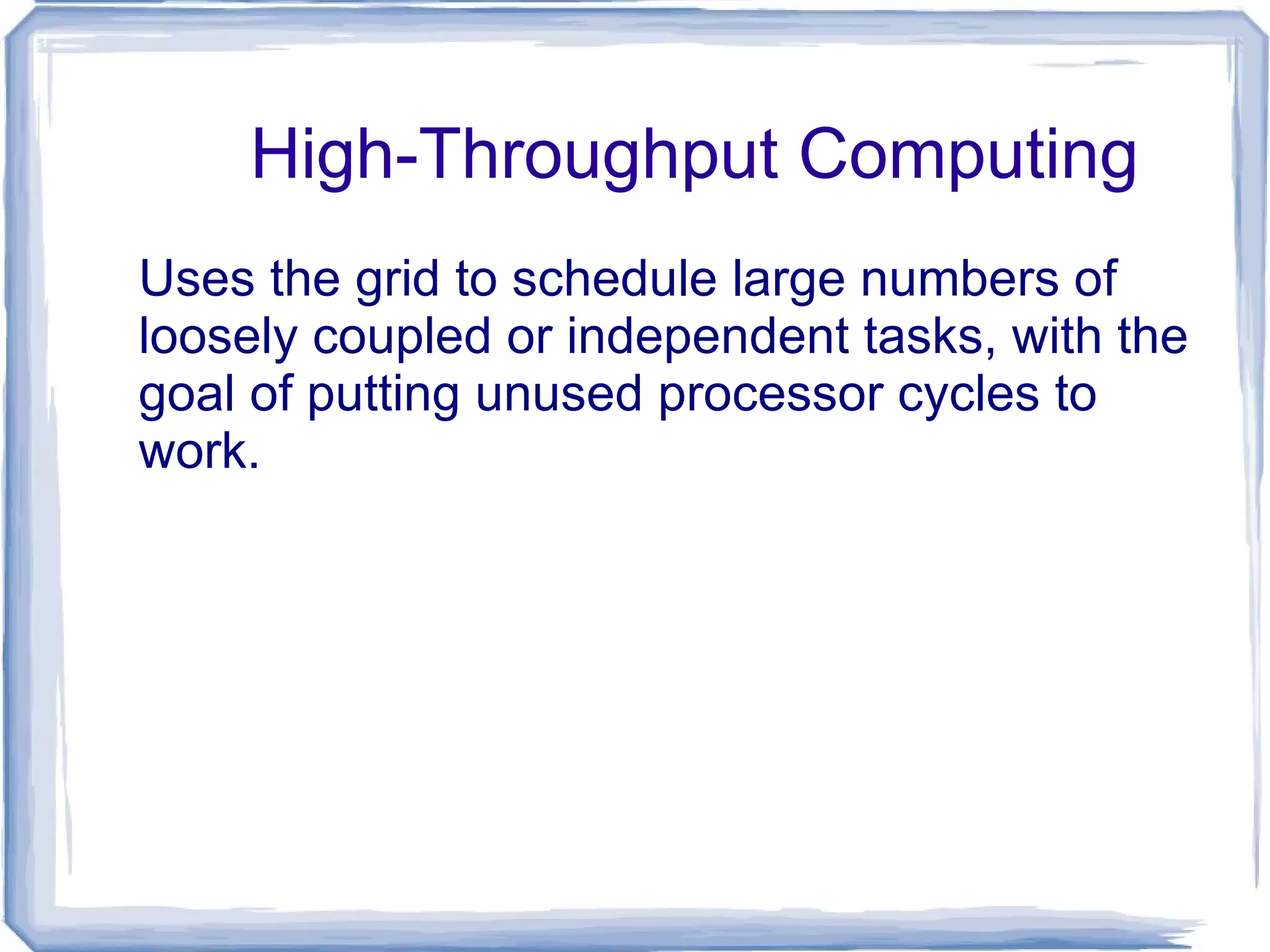 What is Cluster Middle-ware ? An interface between user applications and cluster hardware and OS platform. 