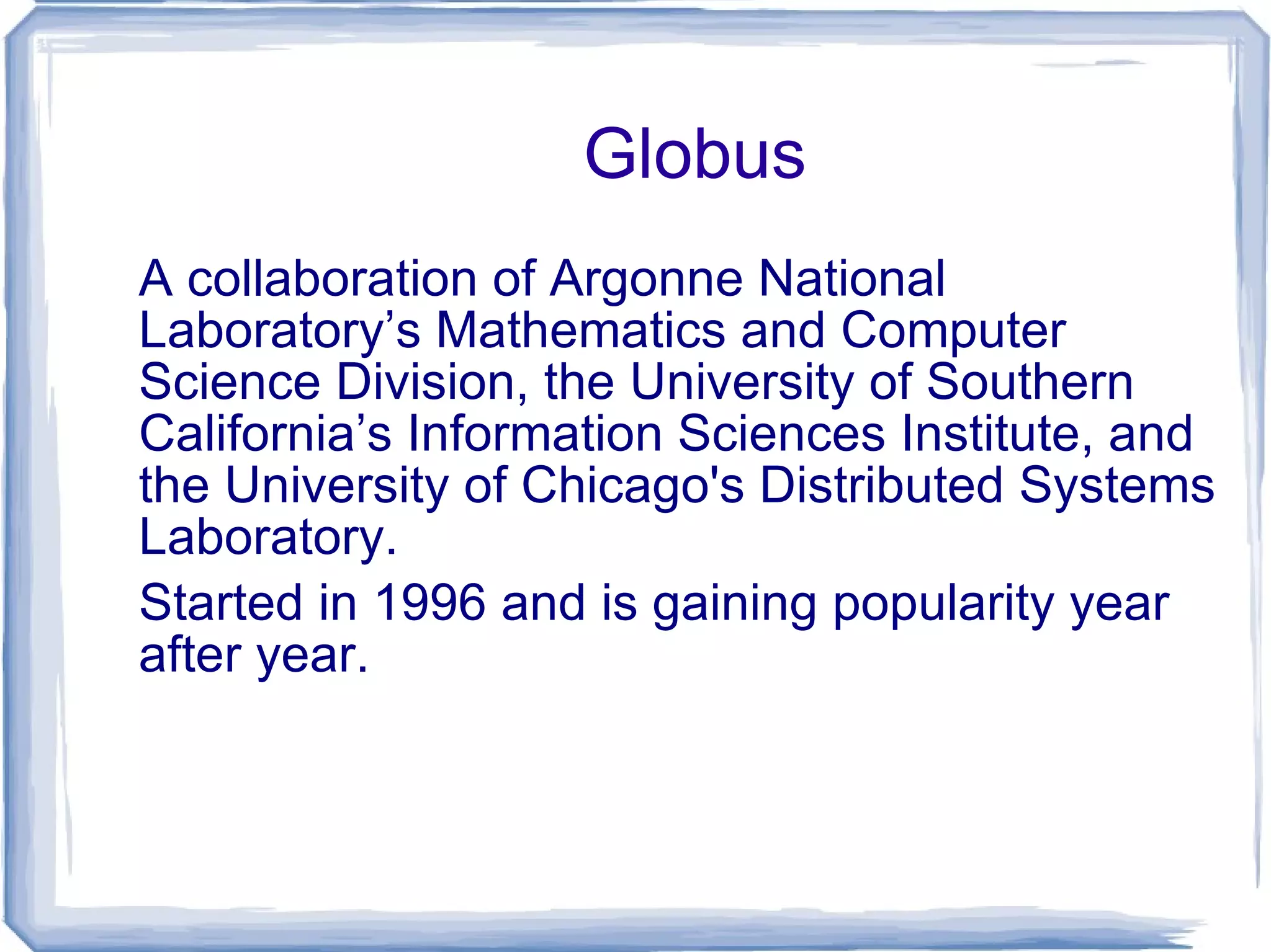 Middleware Design Goals Complete Transparency Lets the see a single cluster system.. Single entry point, ftp, telnet, software loading... Scalable Performance Easy growth of cluster no change of API & automatic load distribution. Enhanced Availability Automatic Recovery from failures Employ checkpointing & fault tolerant technologies Handle consistency of data when replicated.. 