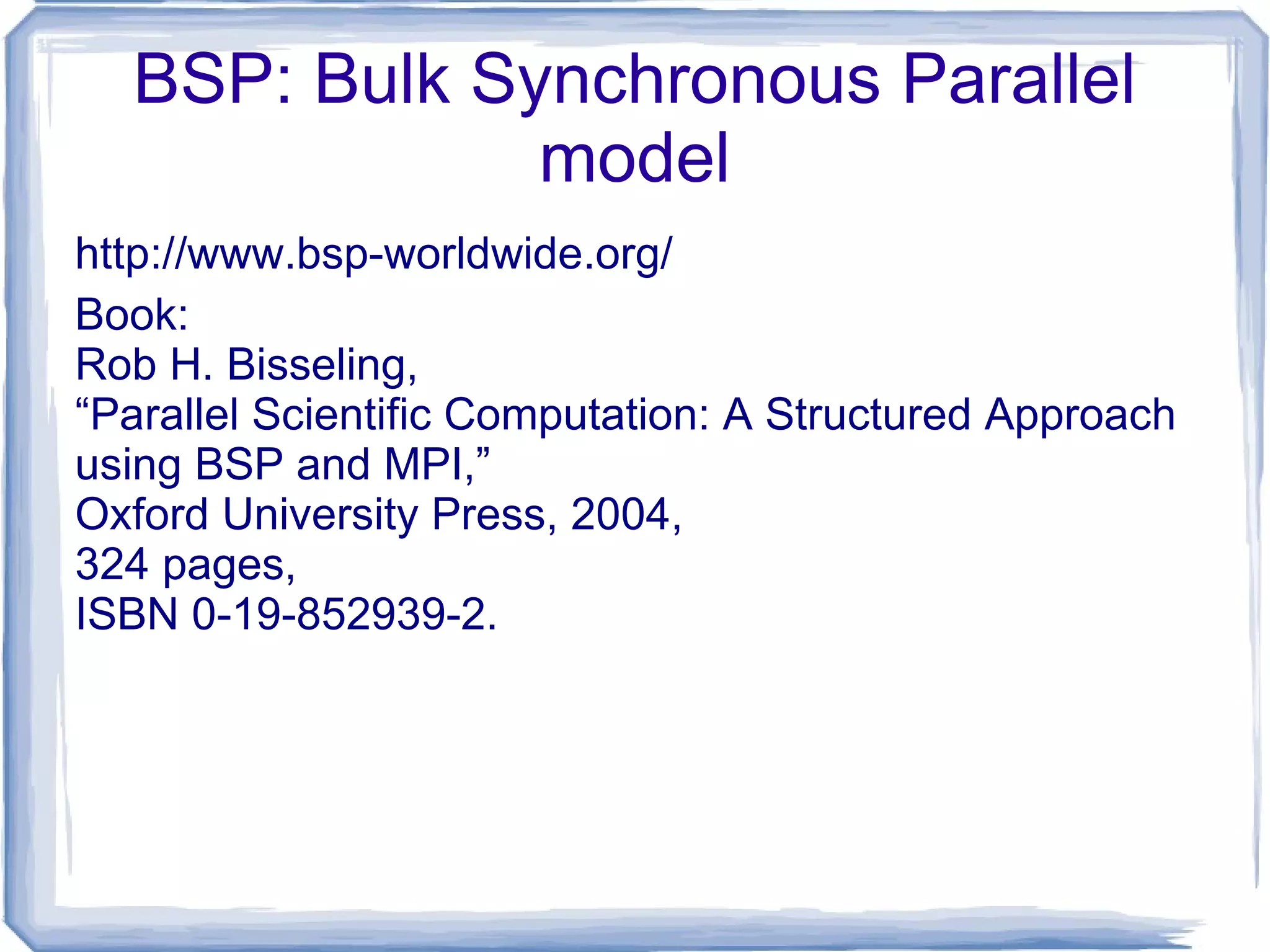 Unlike SISD, MISD, MIMD computer works asynchronously. Shared memory (tightly coupled) MIMD Distributed memory (loosely coupled) MIMD MIMD Architecture Processor A Processor B Processor C Data Input stream A Data Input stream B Data Input stream C Data Output stream A Data Output stream B Data Output stream C Instruction Stream A Instruction Stream B Instruction Stream C 