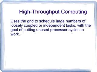 What is Cluster Middle-ware ? An interface between user applications and cluster hardware and OS platform. 