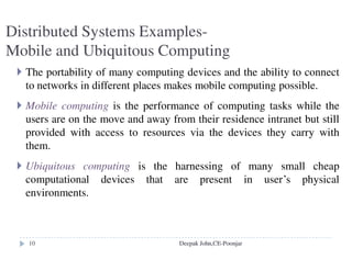 Process address space
Stack
Text
Heap
Auxiliary
regions
0
2
N
Address space
a unit of management of a process’s
virtual memory
Up to 232 bytes and sometimes up to
264 bytes.
consists of one or more regions.
Region
an area of continuous virtual memory
that is accessible by the threads of the
owning process.
can be shared
1. kernel code
2. libraries
3. shared data & communication
4. Copy on write
Deepak John,CE-Poonjar
 