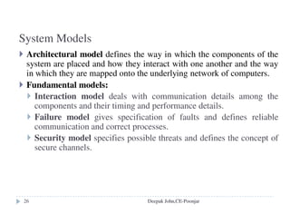The role of the microkernel
Middleware
Language
support
subsystem
Language
support
subsystem
OS emulation
subsystem
....
Microkernel
Hardware
The microkernel supports middleware via subsystems
Deepak John,CE-Poonjar
 