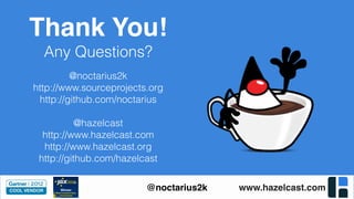 www.hazelcast.com@noctarius2k
Thank You!
Any Questions?
@noctarius2k
http://www.sourceprojects.org
http://github.com/noctarius
@hazelcast
http://www.hazelcast.com
http://www.hazelcast.org
http://github.com/hazelcast
 