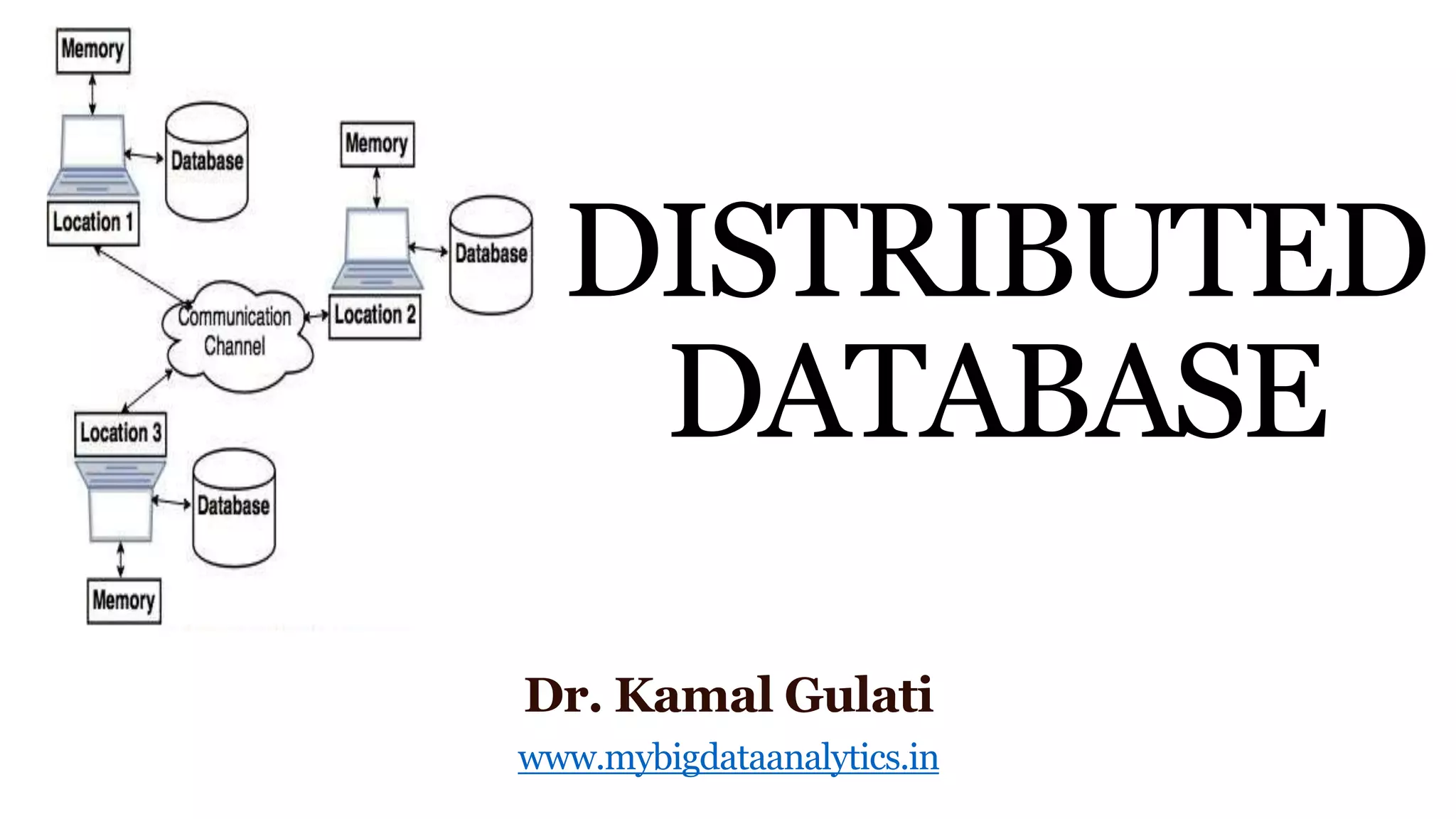 DISTRIBUTED
DATABASE
Dr. Kamal Gulati
www.mybigdataanalytics.in
 