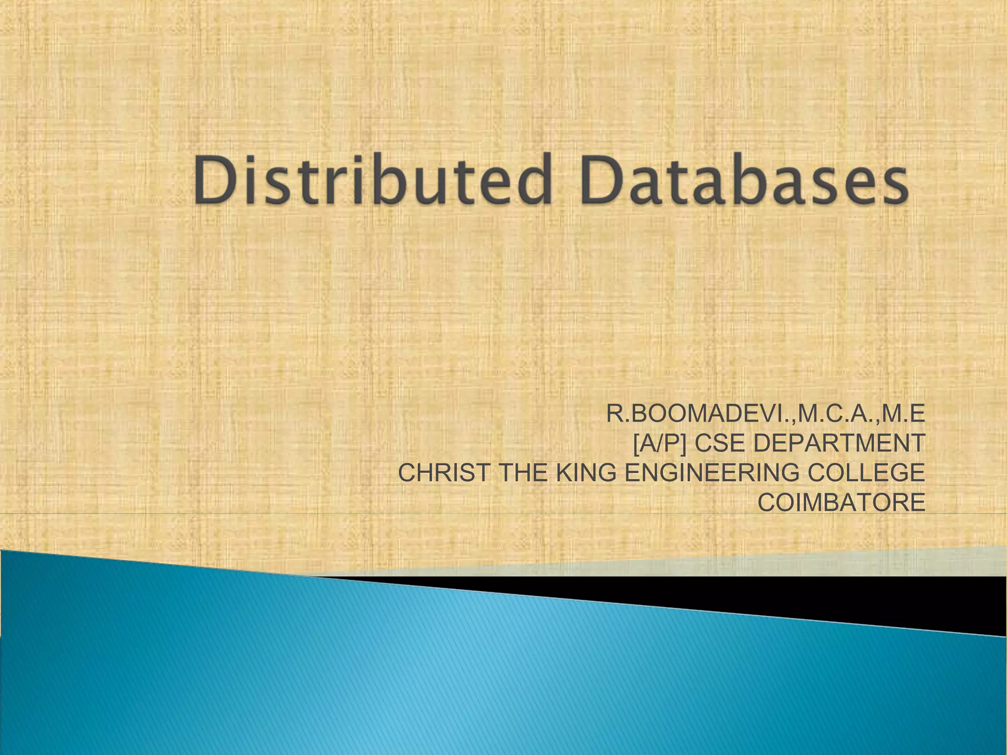 Distributed databases,types of database | PPT