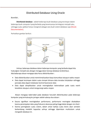 Distributed Database Using Oracle | PDF