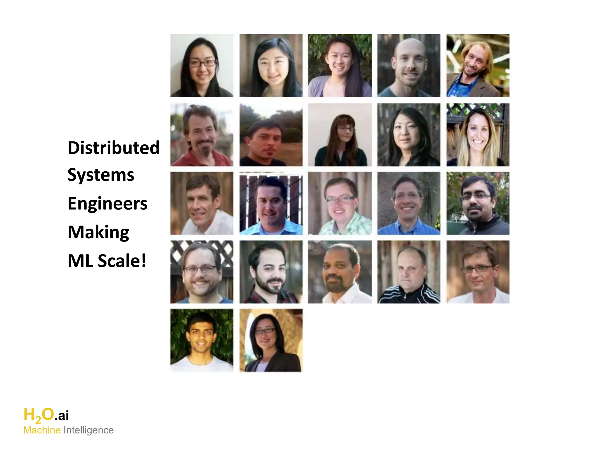 TBD.
Customer
Support
TBD
Head of Sales
Distributed
Systems
Engineers
Making
ML Scale!
H2O.ai
Machine Intelligence
 