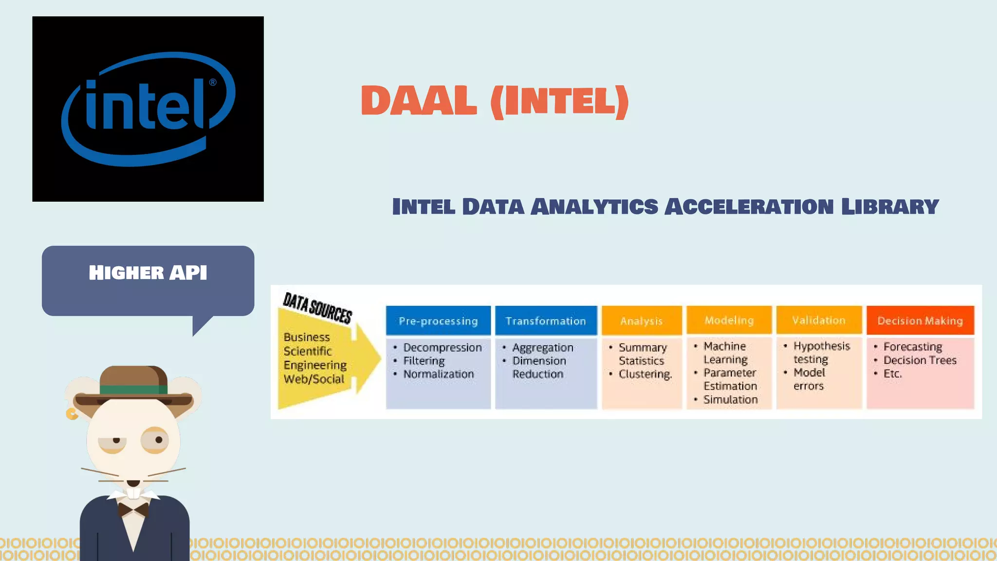 Intel Data Analytics Acceleration Library DAAL (Intel) Higher API 