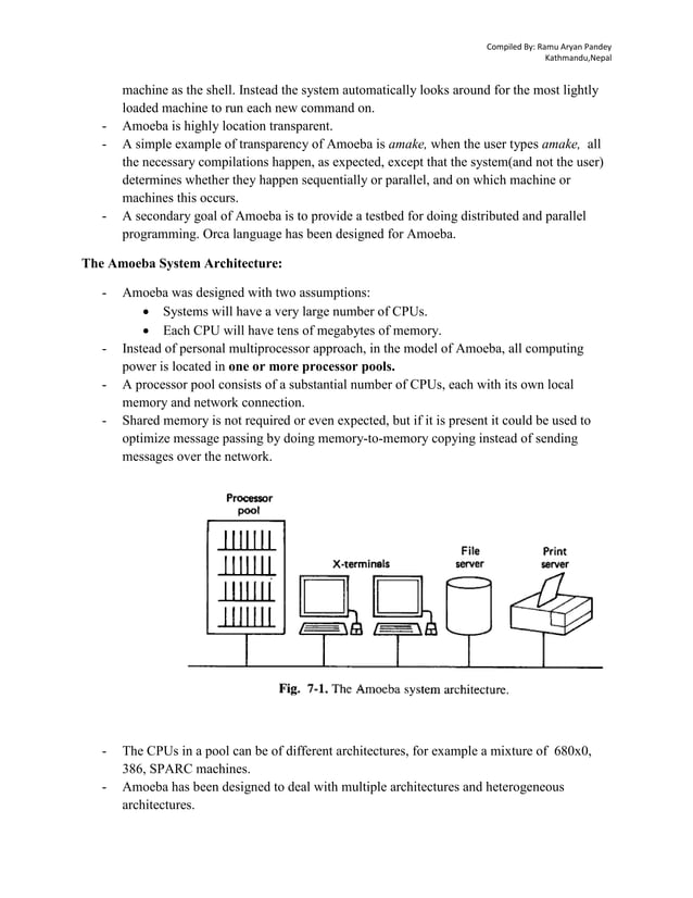 Distributed operating system amoeba case study | PDF