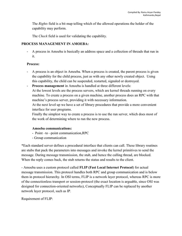 Distributed operating system amoeba case study | PDF