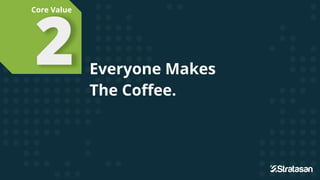 Everyone Makes
The Coﬀee.
2
Core Value
 