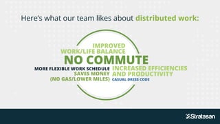 Here’s what our team likes about distributed work:
 