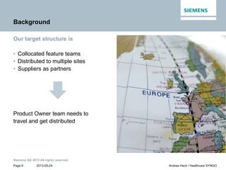 2013-05-24
Siemens AG 2013 All rights reserved.
Page 9 Andrea Heck / Healthcare SYNGO
Background
Our target structure is
•...