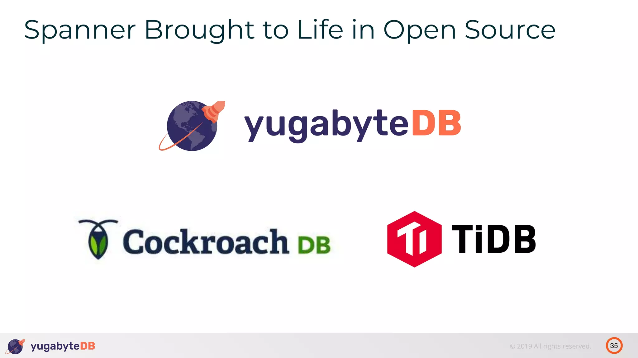 35© 2019 All rights reserved. Spanner Brought to Life in Open Source 