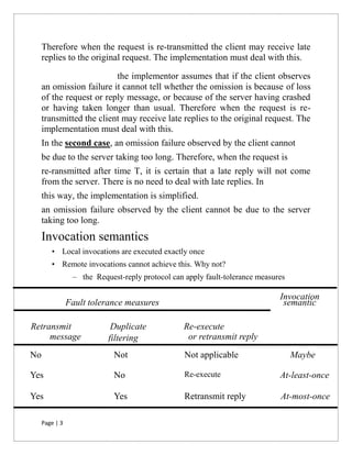 Discuss the invocation semantics that can be achieved when the request ...