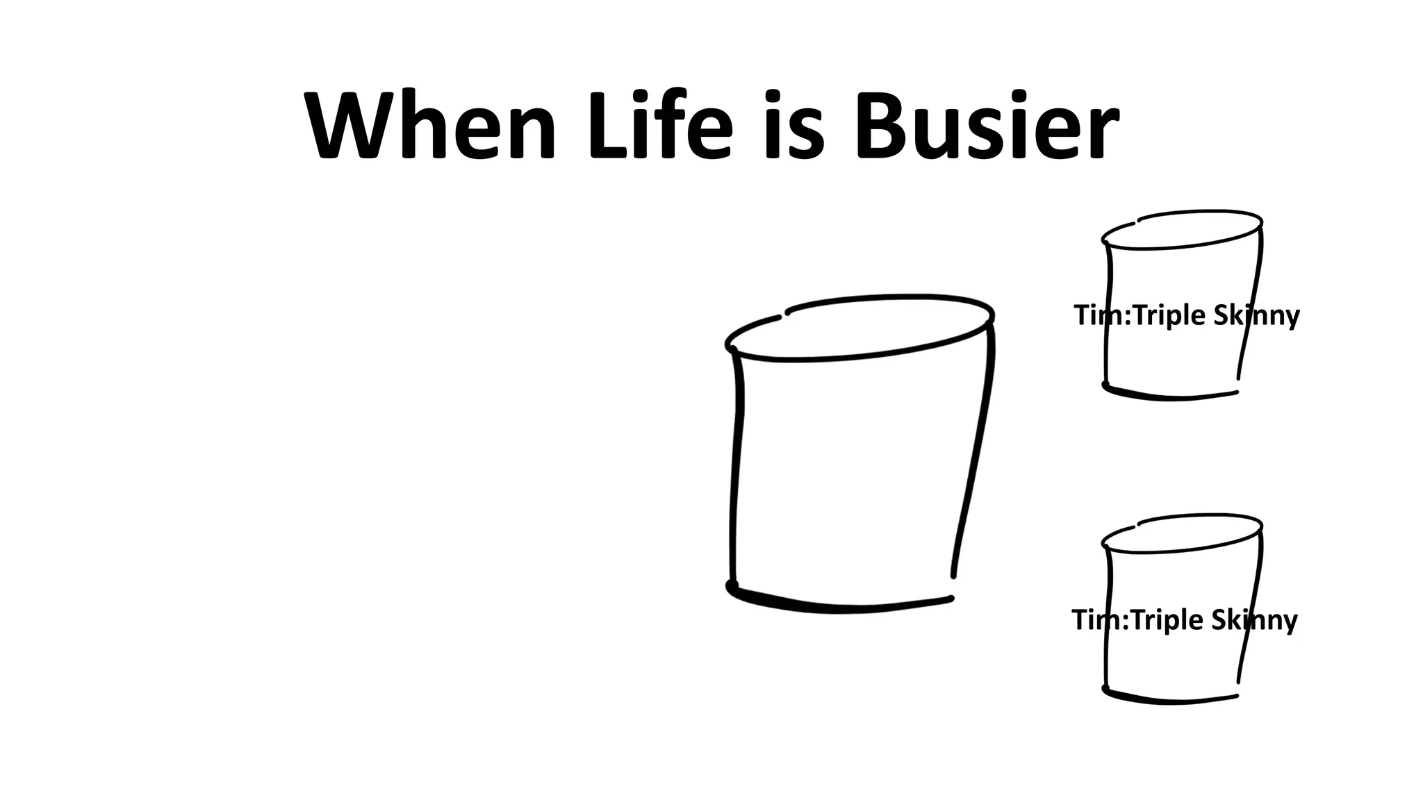 When	
  Life	
  is	
  Busier
Tim:Triple	
  Skinny
Tim:Triple	
  Skinny
 