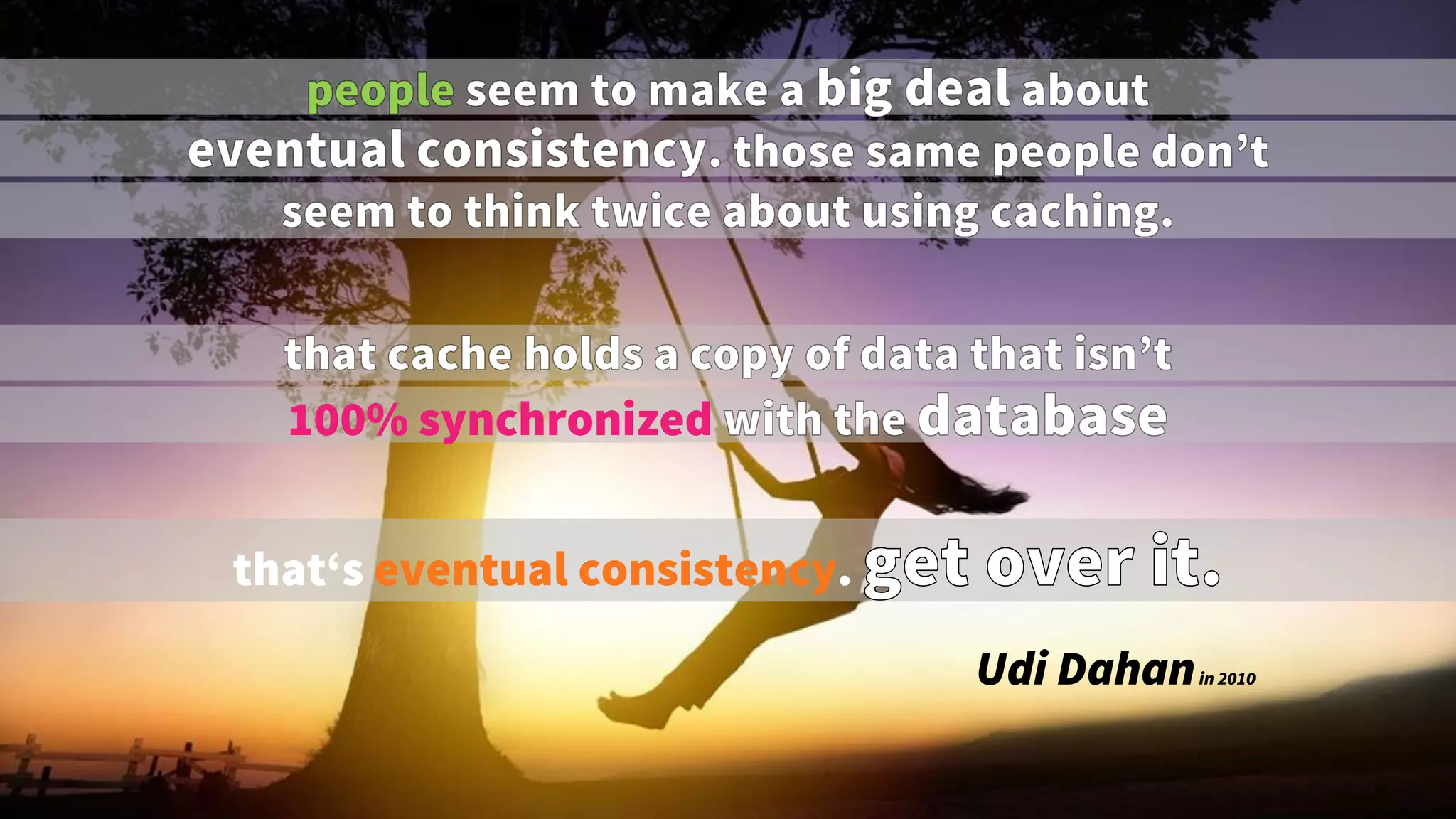 Dennis van der Stelt
100% synchronized
that‘s eventual consistency.
Udi Dahanin 2010
 