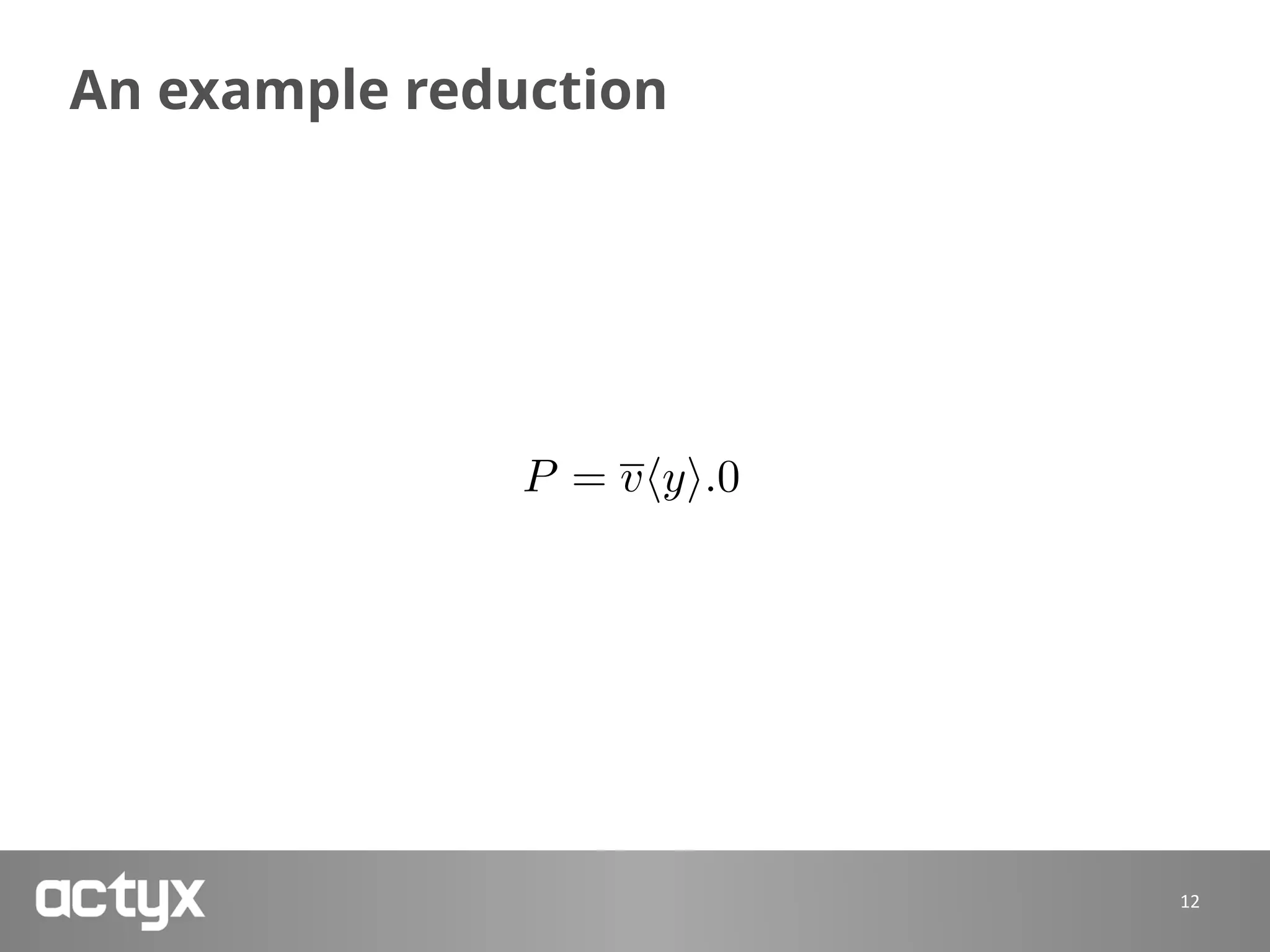 An example reduction
12
P = vhyi.0
 