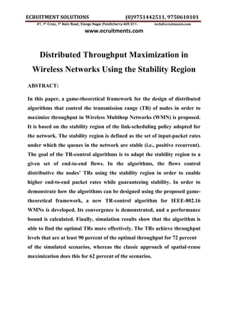 Distributed throughput maximization in wireless networks using the ...