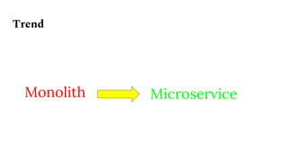 Trend
MicroserviceMonolith
 