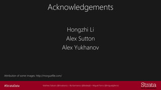 Mathew Salvaris (@msalvaris) – Ilia Karmanov (@ikdeepl) – Miguel Fierro (@miguelgfierro)
Acknowledgements
Hongzhi Li
Alex Sutton
Alex Yukhanov
Attribution of some images: http://morguefile.com/
 