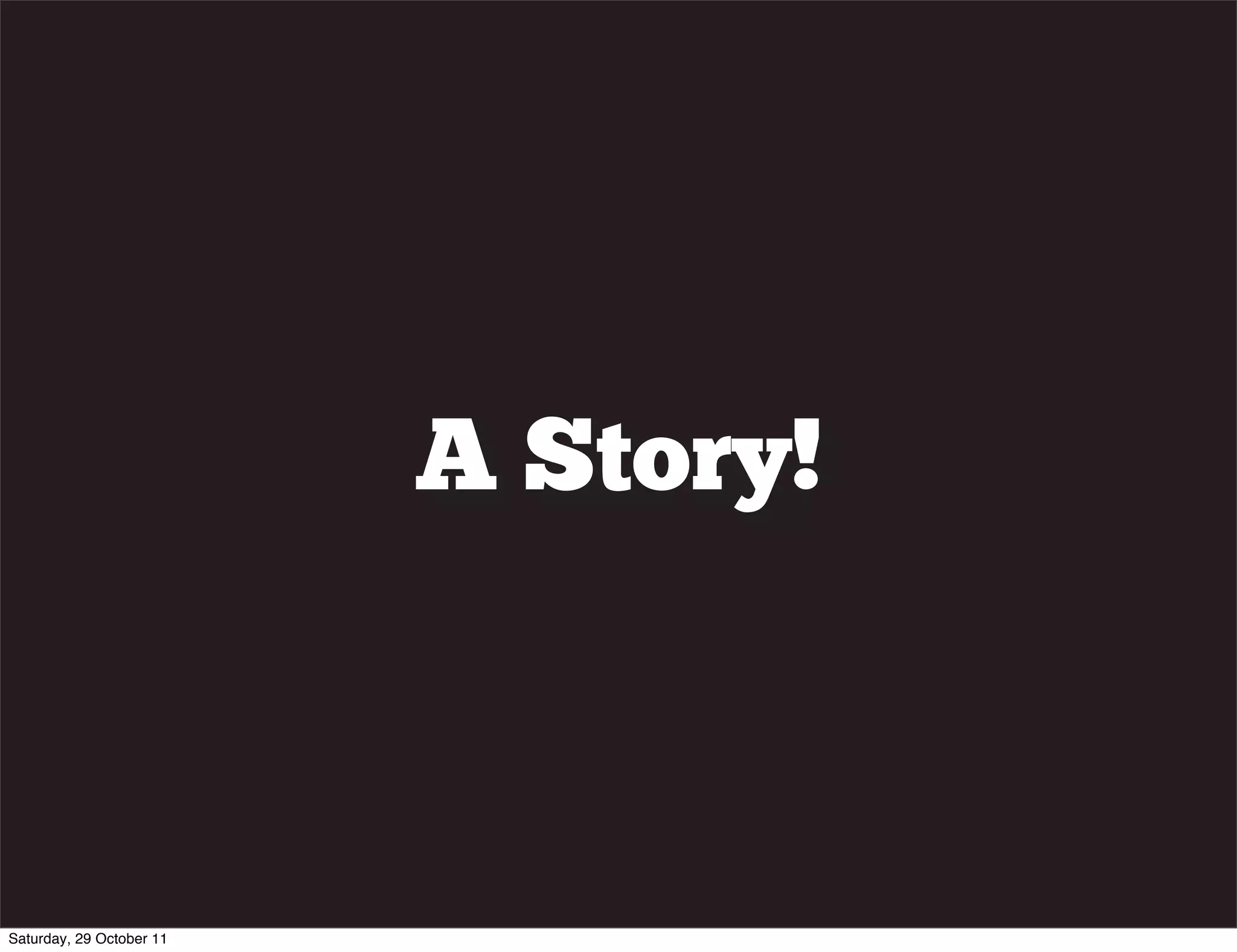 A Story!



Saturday, 29 October 11
 