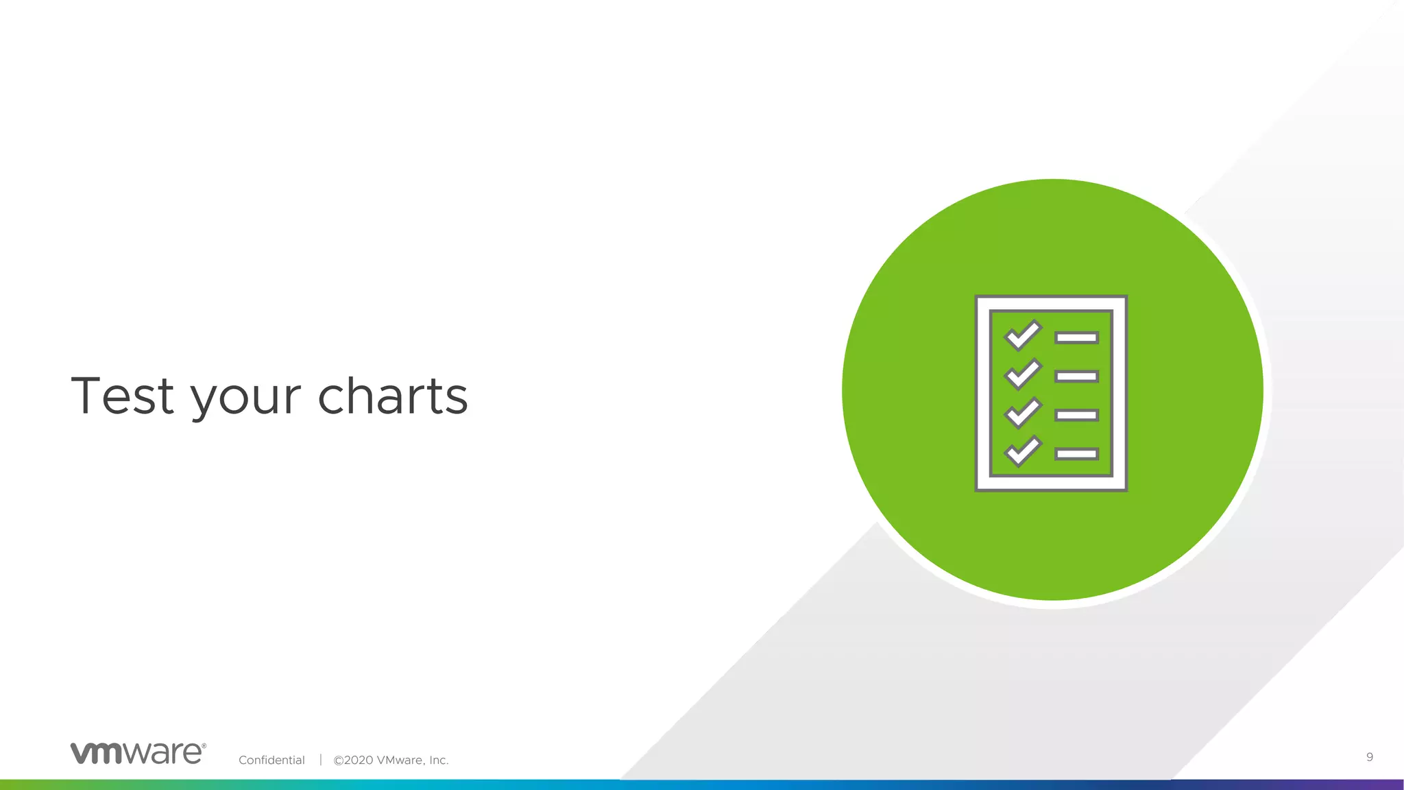 Confidential │ ©2020 VMware, Inc. 9
Test your charts
 