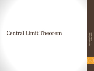 Central Limit Theorem




     Data Analysis Course
31




           Venkat Reddy
 