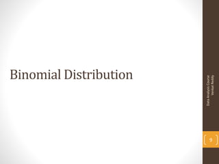 Binomial Distribution




    Data Analysis Course
9




          Venkat Reddy
 
