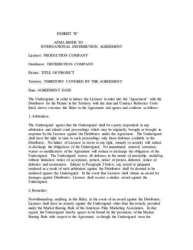 Distributor cover letter
