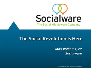 The Social Revolution Is Here Mike Williams, VPSocialware 