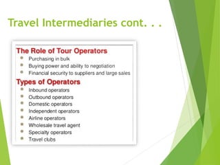 Travel Intermediaries cont. . .
 