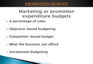 PROMOTION BUDGET
 