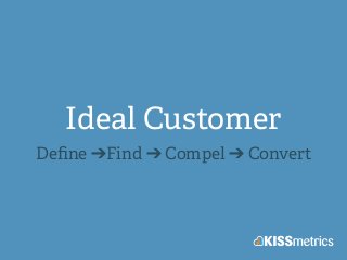 Ideal Customer
Deﬁne ➔Find ➔ Compel ➔ Convert
 