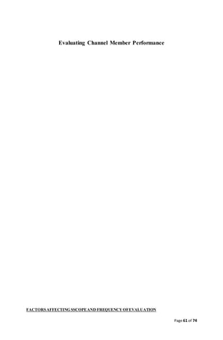 Page 61 of 74
Evaluating Channel Member Performance
FACTORSAFFECTING SSCOPEAND FREQUENCY OFEVALUATION
 