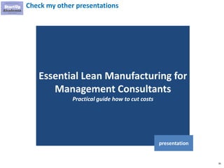 36
Check my other presentations
Essential Lean Manufacturing for
Management Consultants
Practical guide how to cut costs
presentation
 
