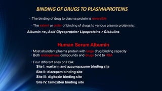 Distribution of drugs Pharmacokinetics | PDF