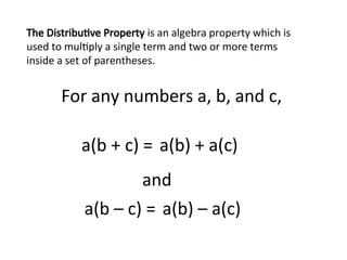 Mastering Algebra: Combining Like Terms and Using the Distributive ...