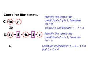 Mastering Algebra: Combining Like Terms and Using the Distributive ...