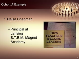 Cohort A Example
• Delsa Chapman
–Principal at
Lansing
S.T.E.M. Magnet
Academy
23
 